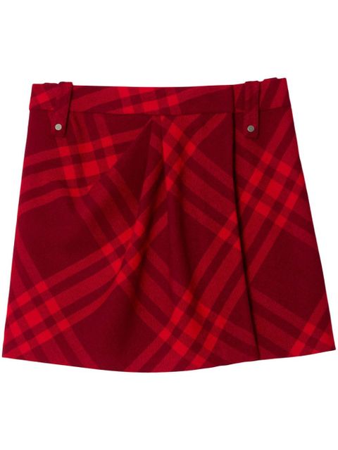 Burberry check-pattern wool miniskirt - Red - zdjęcie produktu nr 1