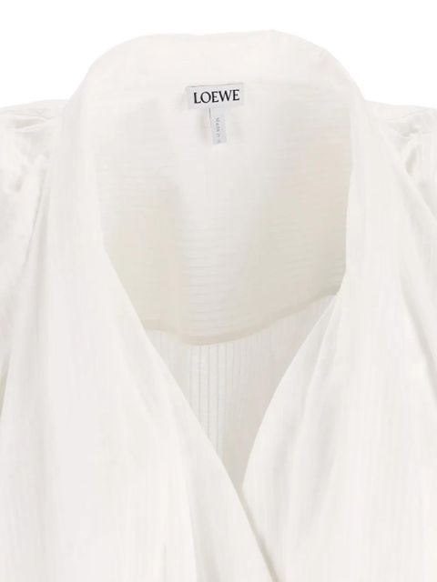 LOEWE pleated three-quarter sleeve mini dress - White