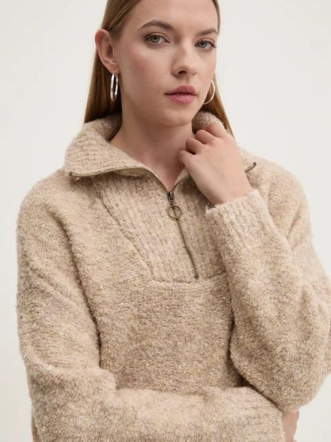 Billabong sweter Lost Heaven damski kolor beżowy ciepły z półgolfem EBJSW00120