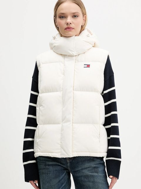 Tommy Jeans bezrękawnik puchowy kolor beżowy zimowy DW0DW21627 - zdjęcie produktu nr 1