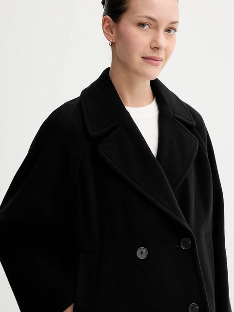 Marc O'Polo płaszcz z wełną kolor czarny 508017570119