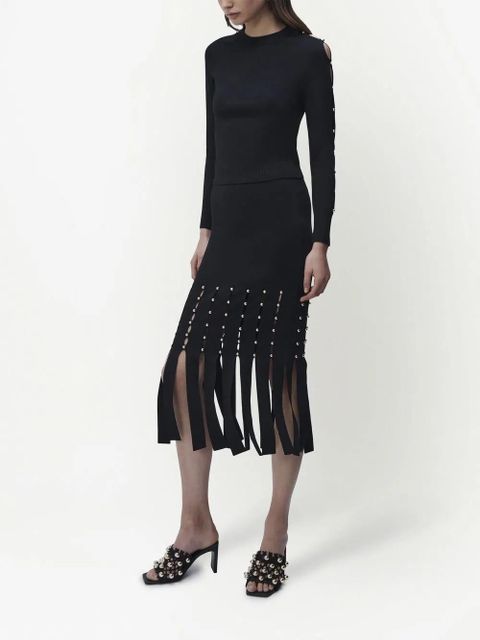 Simkhai Katarina pearl-detail midi skirt - Black