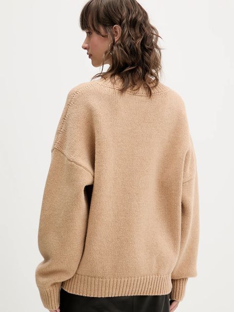 Rotate sweter wełniany kolor beżowy 1147631753