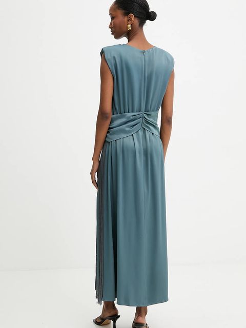 Answear.LAB sukienka kolor niebieski midi rozkloszowana