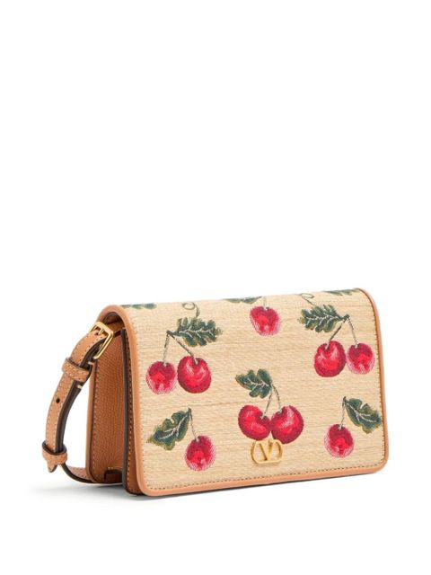 Valentino Garavani mini VLogo Signature Cherryfic-print shoulder bag - Neutrals