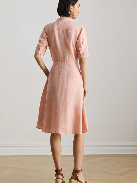 Lauren Ralph Lauren sukienka rozkloszowana lniana - zdjęcie produktu nr 1