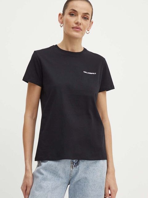 Karl Lagerfeld t-shirt bawełniany damski kolor czarny 245W1714 - zdjęcie produktu nr 1