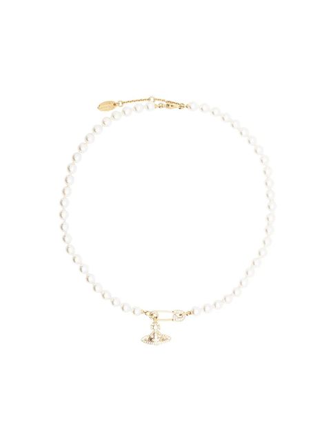 Vivienne Westwood Orb safety-pin pearl necklace - Neutrals - zdjęcie produktu nr 1