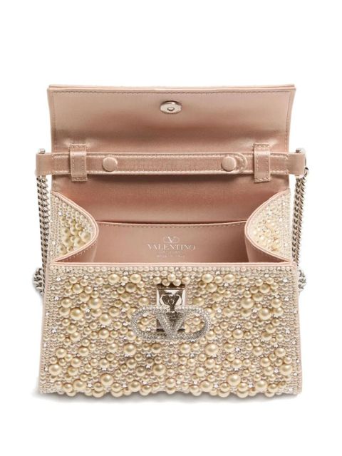 Valentino Garavani mini Vslingpearls rhinestones tote bag - Neutrals