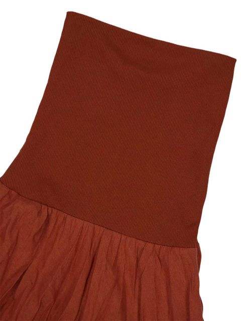 Johanna Ortiz ribbed-waist pleated skirt - Red
