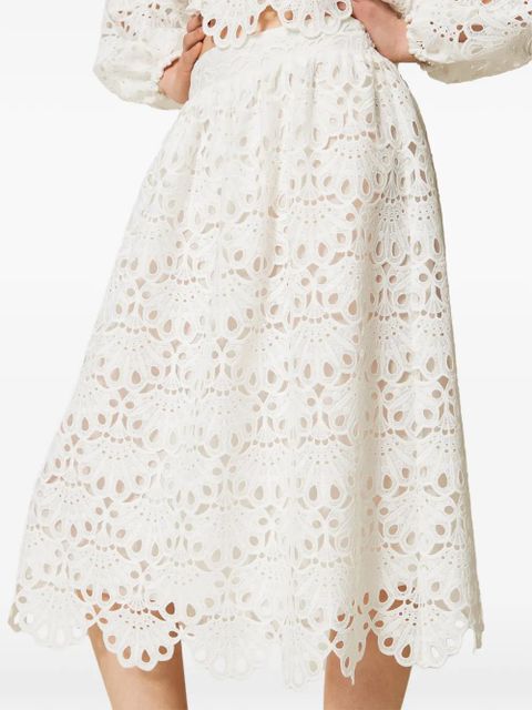 TWINSET woven midi skirt - White