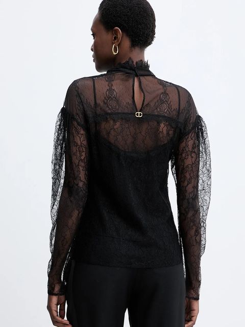 Twinset bluzka damska kolor czarny gładka 252TT2264