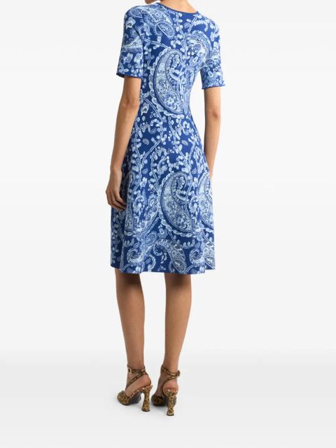 ETRO jacquard floral paisley mini dress - Blue