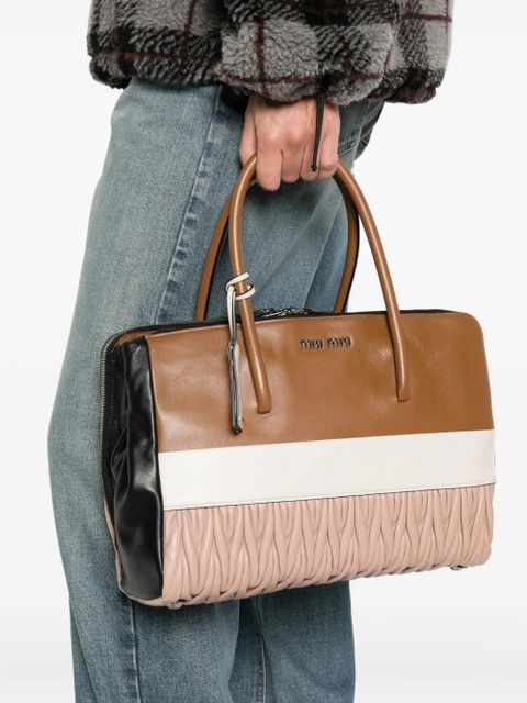 Miu Miu ruched logo-detail tote bag - Brown - zdjęcie produktu nr 2