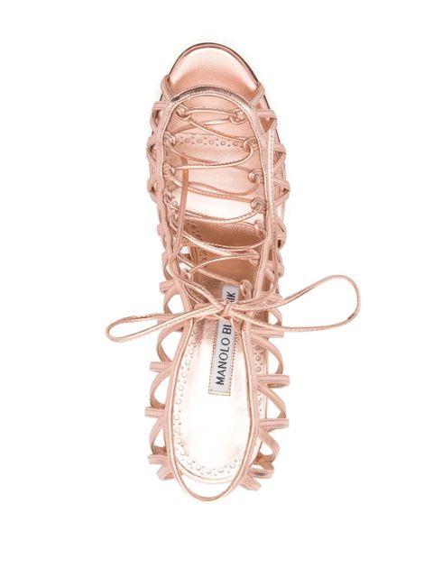 Manolo Blahnik Hamza 100mm strappy metallic sandals - Pink
