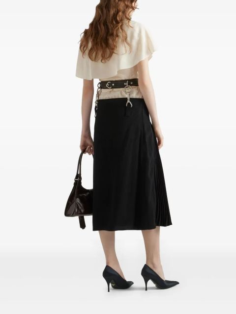 Prada belted pleated midi skirt - Black