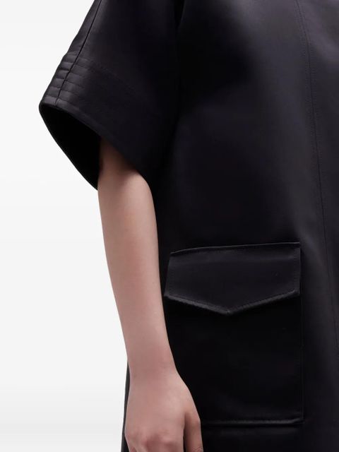 GANNI pocket-detail tie-neck mini dress - Black