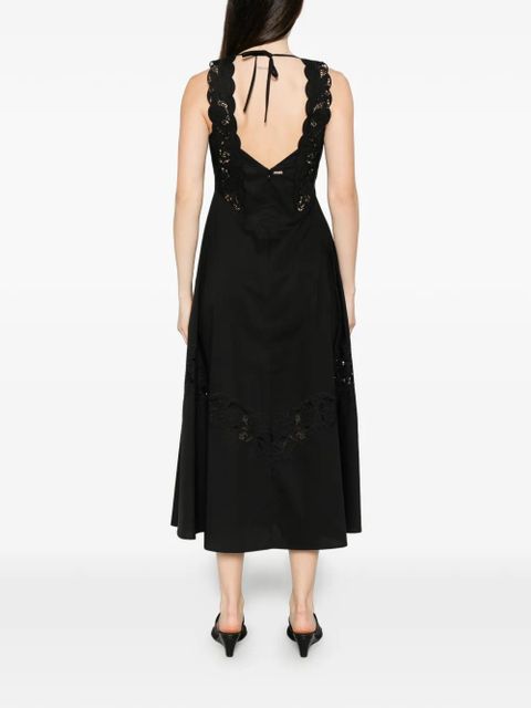TWINSET lace-detail crew neck midi dress - Black