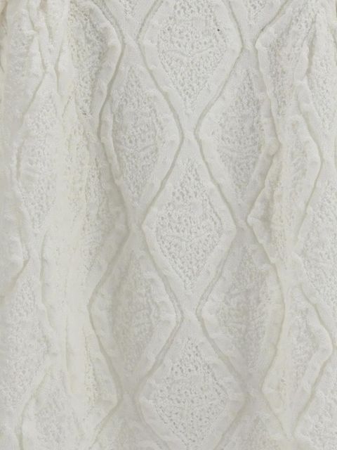 Self-Portrait pointelle-knit flared mini dress - White