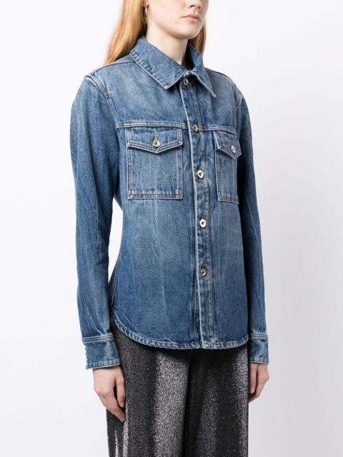 Rabanne chainmail-detail denim jacket - Blue