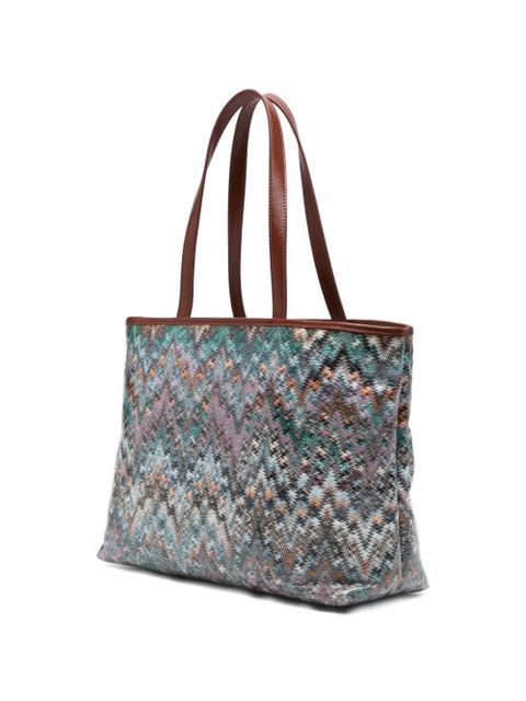 Missoni large zigzag handle tote bag - Blue