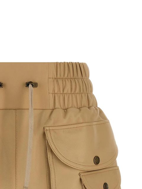 Balmain cargo-pocket leather shorts - Neutrals
