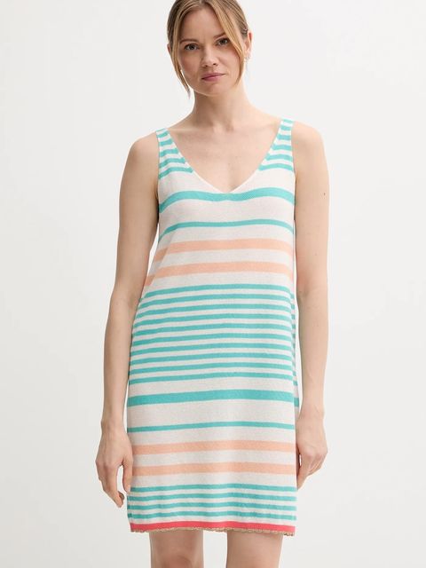 United Colors of Benetton sukienka bawełniana kolor turkusowy mini prosta 11945V006 - zdjęcie produktu nr 1