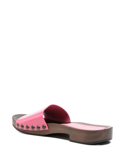 Miu Miu logo-print flat sandals - Pink