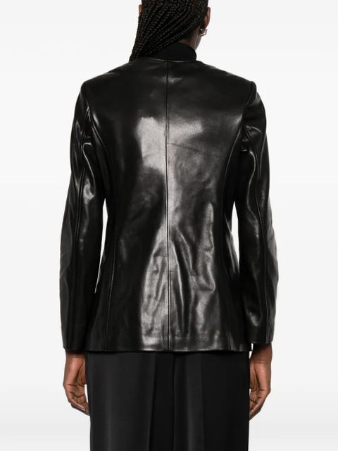 Nour Hammour Maud button-up leather jacket - Black