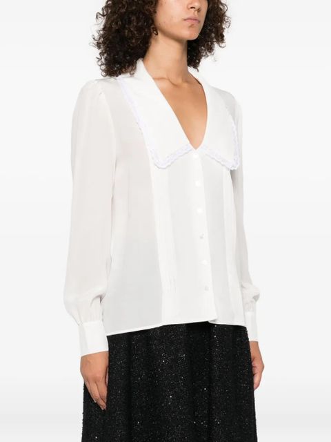 Alessandra Rich lace-trimmed collared blouse - White
