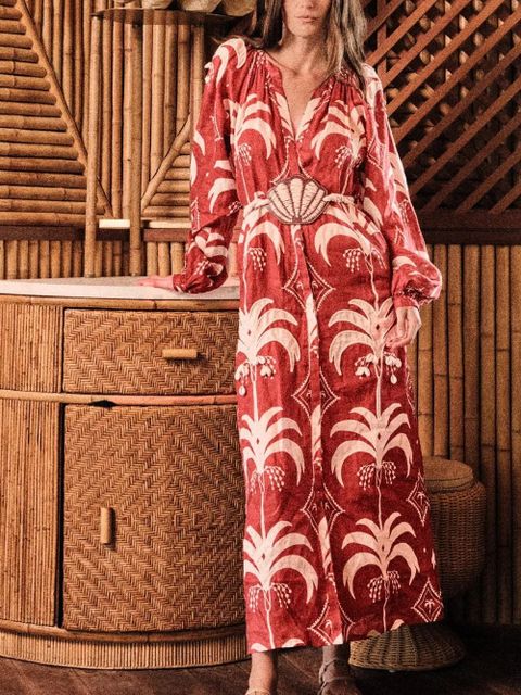 Johanna Ortiz Weaving Waves midi dress - Red