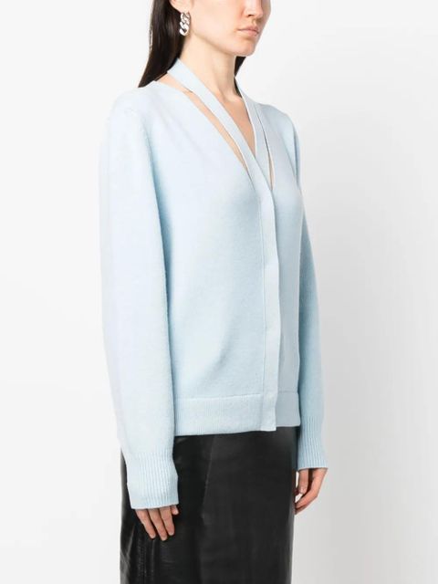 FENDI V-neck knitted cardigan - Blue