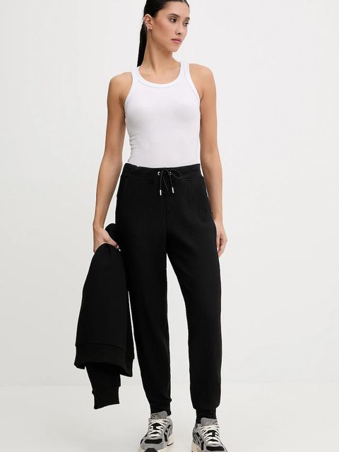 Dkny spodnie dresowe damskie kolor czarny gładkie DP5P3498