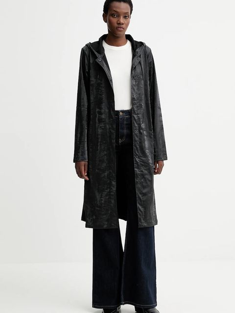 Rains kurtka 12040 A-Line Longer W Jacket kolor czarny przejściowa 12040