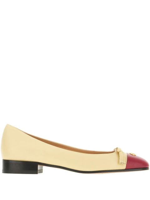 Valentino Garavani tassel-embellished leather flat pumps - Neutrals