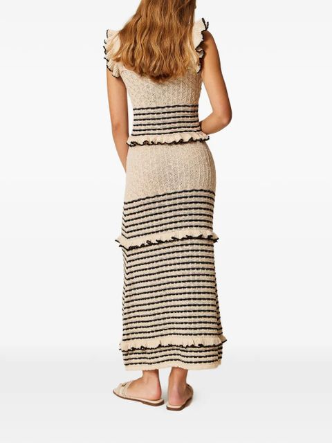 TWINSET striped ruffled maxi skirt - Neutrals