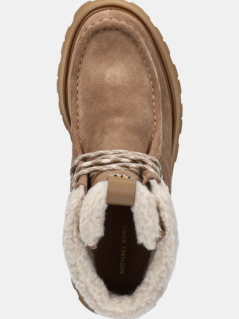 MICHAEL Michael Kors workery zamszowe Cade damskie kolor beżowy na płaskim obcasie lekko ocieplone 40F5CAFE5S.297