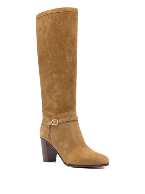 Valentino Garavani buckle-strap suede boots - Brown - zdjęcie produktu nr 2