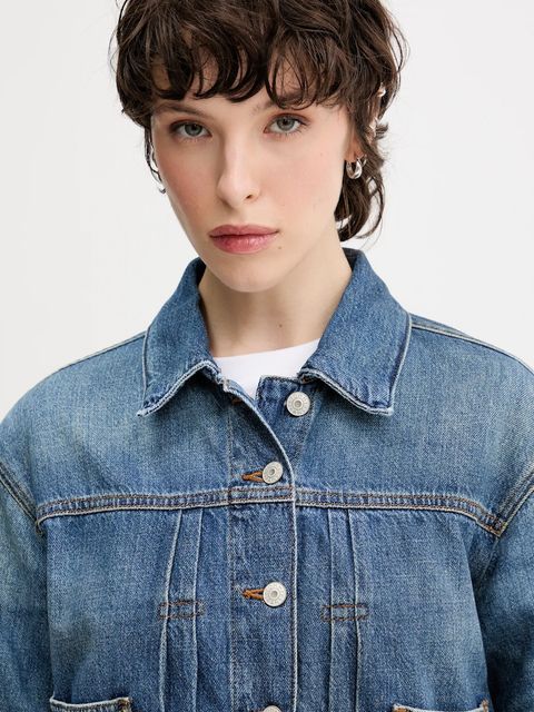 Tommy Jeans kurtka jeansowa kolor niebieski przejściowa DW0DW21061