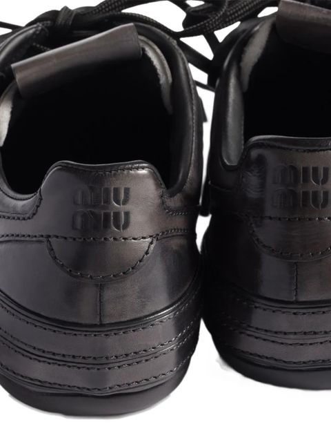Miu Miu buckle-strap leather sneakers - Black