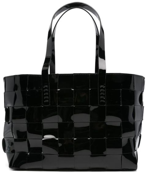 DRAGON DIFFUSION patent-leather-woven tote bag - Black - zdjęcie produktu nr 1
