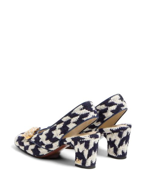 Valentino Garavani Adamantine houndstooth-patterned slingback-detailed pumps - White