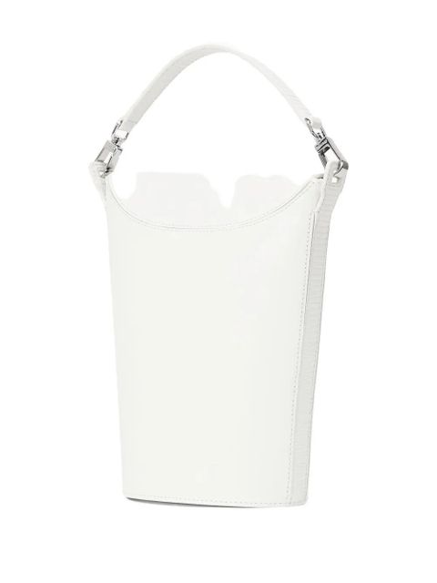 STAUD leather bucket bag top handle - White