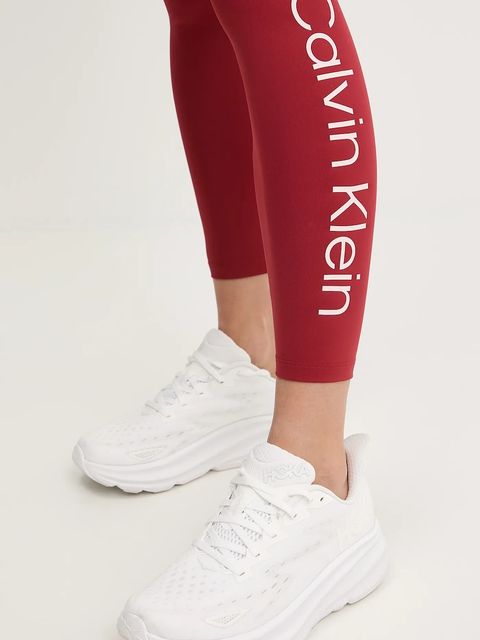 Calvin Klein Performance legginsy treningowe damskie kolor bordowy wzorzyste LVGWS5L613