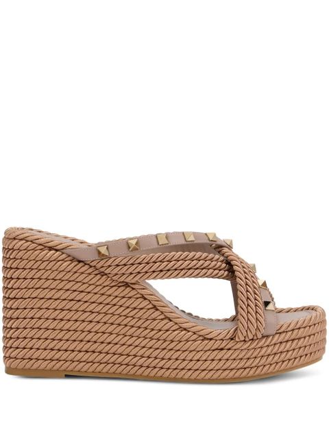 Valentino Garavani logo-print flatform sandals - Neutrals - zdjęcie produktu nr 1