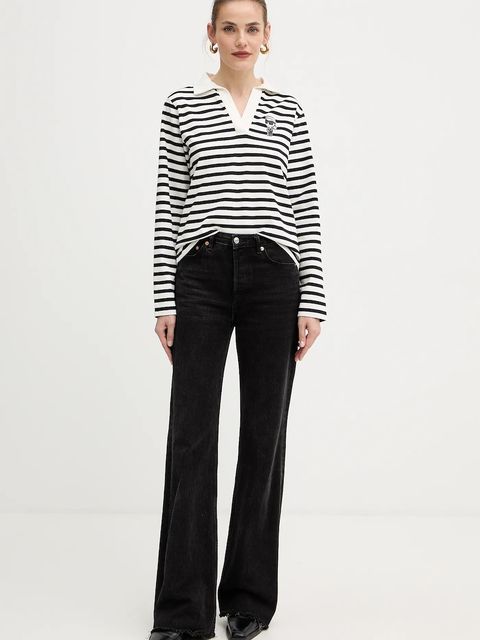 Karl Lagerfeld longsleeve bawełniany IKON kolor czarny A4W17081