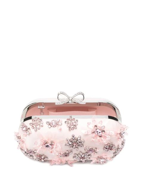 Self-Portrait floral-embellished clutch bag - Pink