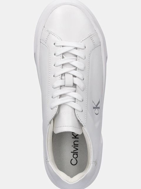 Calvin Klein sneakersy skórzane FLATFORM LACE UP LTH MG damskie kolor biały YW0YW01928
