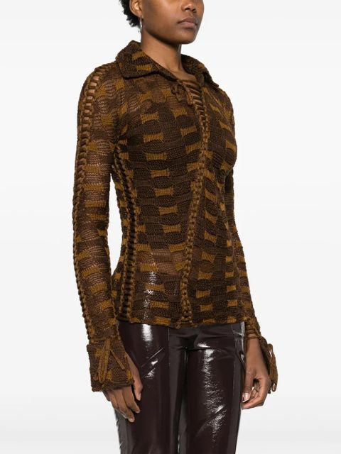 Isa Boulder tie-fastening knitted shirt - Brown