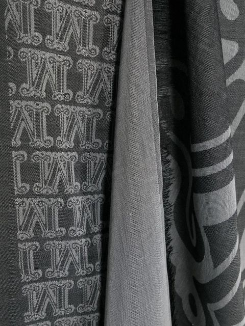 Max Mara monogram-jacquard frayed scarf - Grey